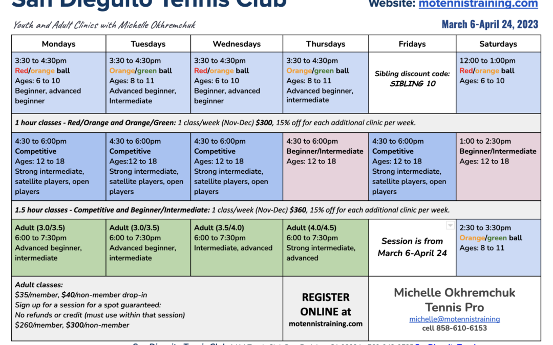 March April 2023 Schedule